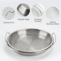 Vista 2 de Oil Filter Tray, Stainless Steel Mesh Drain Basket Colanders Air Fryer Accessories for Fried Food Draining Rack Barbecue Grill Tray Net Draining Pan