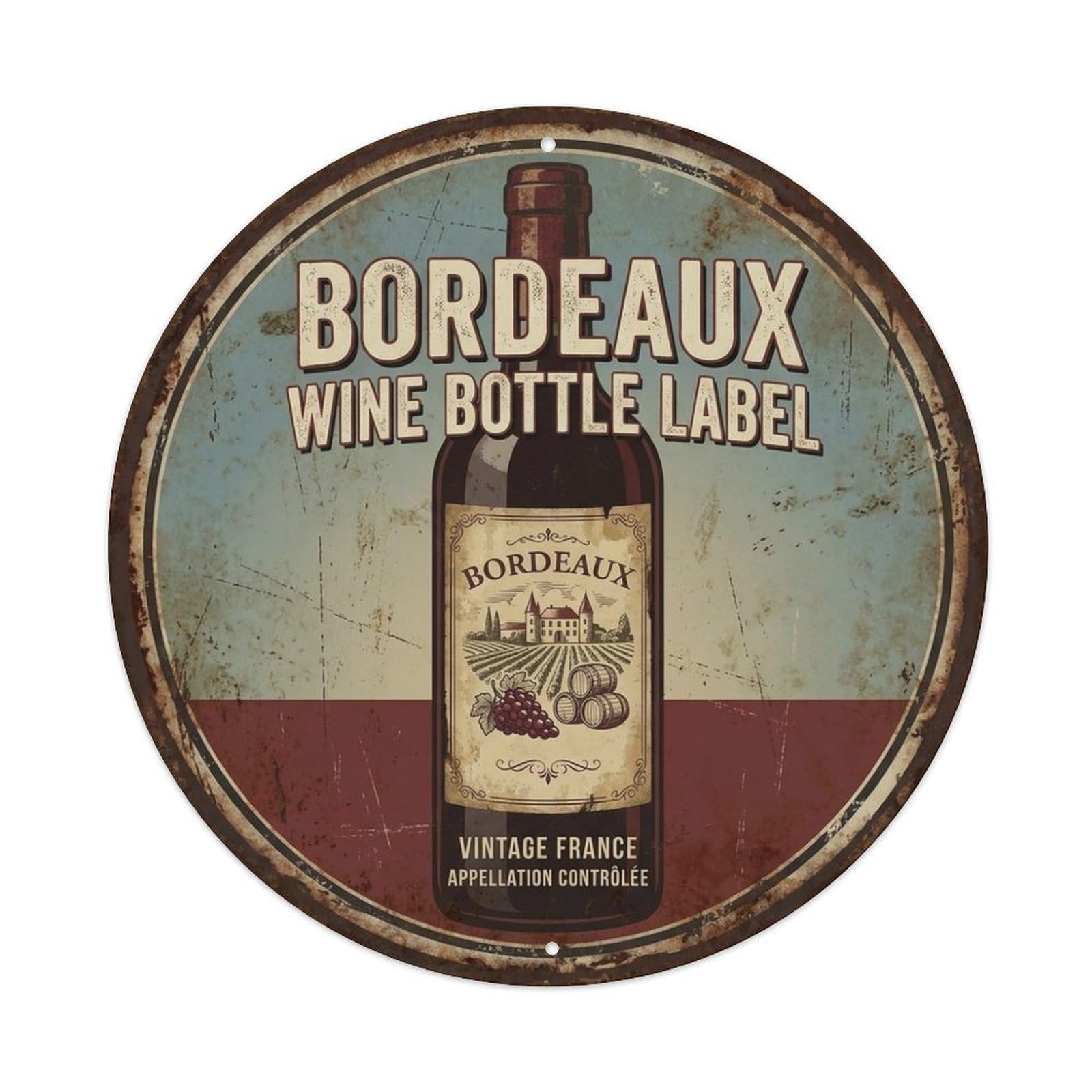 City Culture Travel Bordeaux France Wine Bottle Label Metal Tin Sign