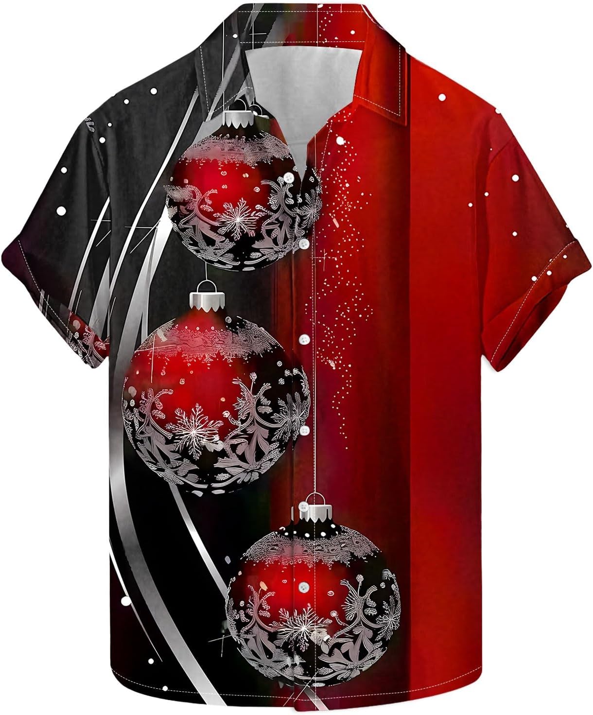 Ugly Christmas T-Shirts for Men, Lapel Hawaiian Button Bowling Shirt w Pocket Funny Novelty Graphic Tees Holiday Tops