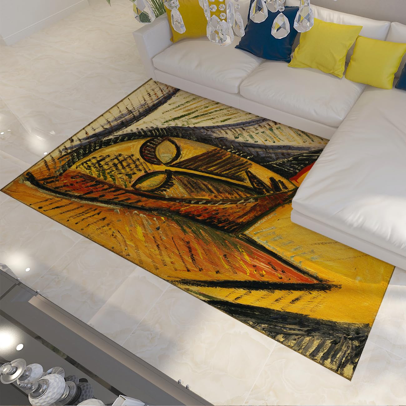 Tapis antidérapant fin jaune moutarde 160x200cm pour sécuriser et décorer le bureau