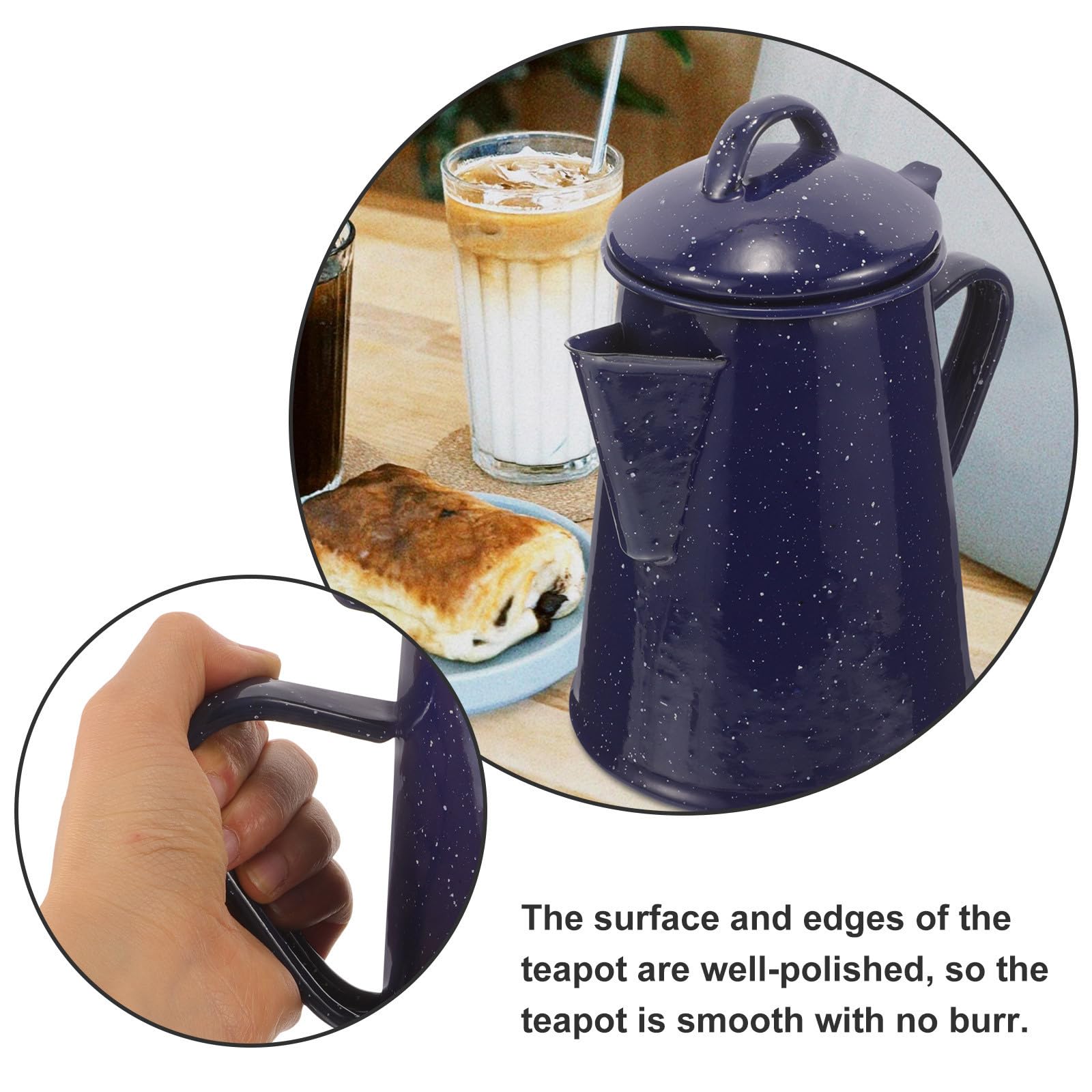 Hervidor de agua práctico de esmalte con acabado simple, tetera de café esmaltada para cocina en casa y camping