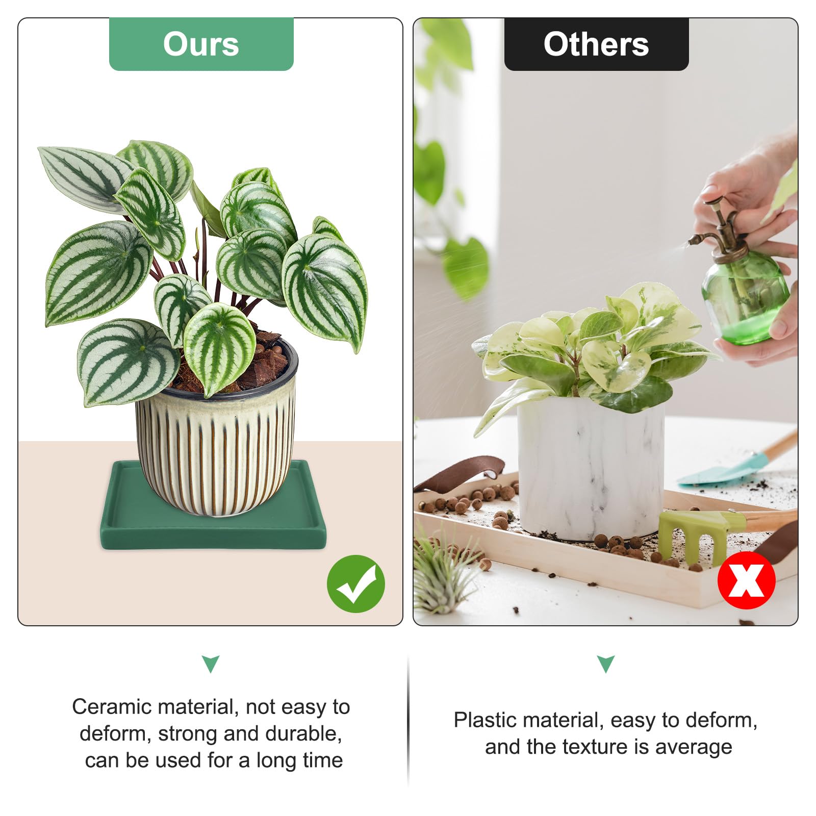 M METERXITY 2-Pack Ceramic Plant Saucer, 6.3 Inch Plant Water Catcher Tray - Image 4