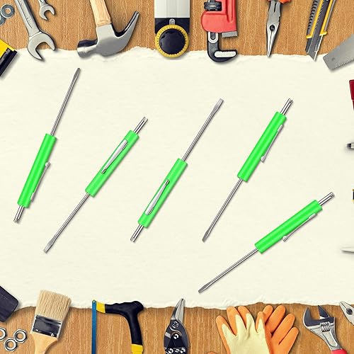 Miniatura 5 de Zhehao 10 destornilladores de bolsillo con herramientas de extracción de núcleo de válvula, mini juego de destornilladores dobles pequeños con clip