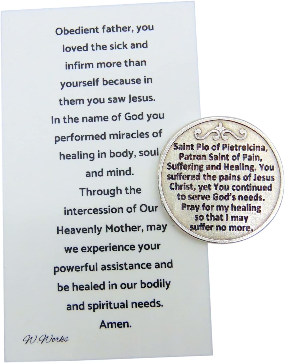 Westmon Works St Pio Token Metal Patron Saint Prayer for Healing Pack with Holy Card Set is Made in Italy - Image 2