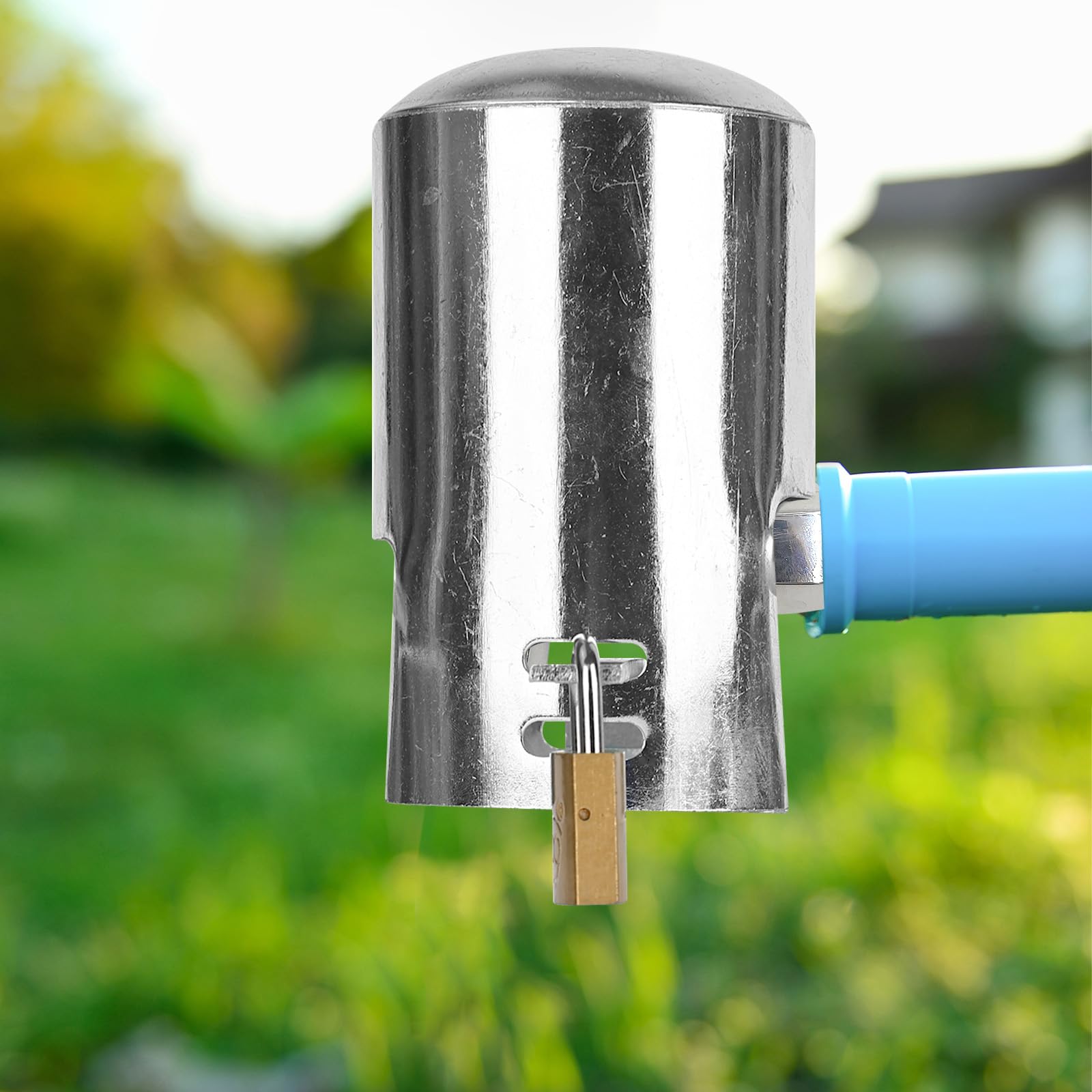 Verrou de Robinet Cadenas Robinet Exterieur Système Verrouillage Serrure Prévenir Embout Tuyau Arrosage Adaptateur Argent