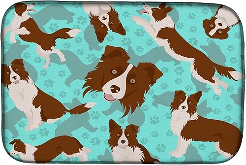 Caroline's Treasures MLM1063DDM Red Border Collie - Tapete para secar platos, 14 x 21 pulgadas, multicolor
