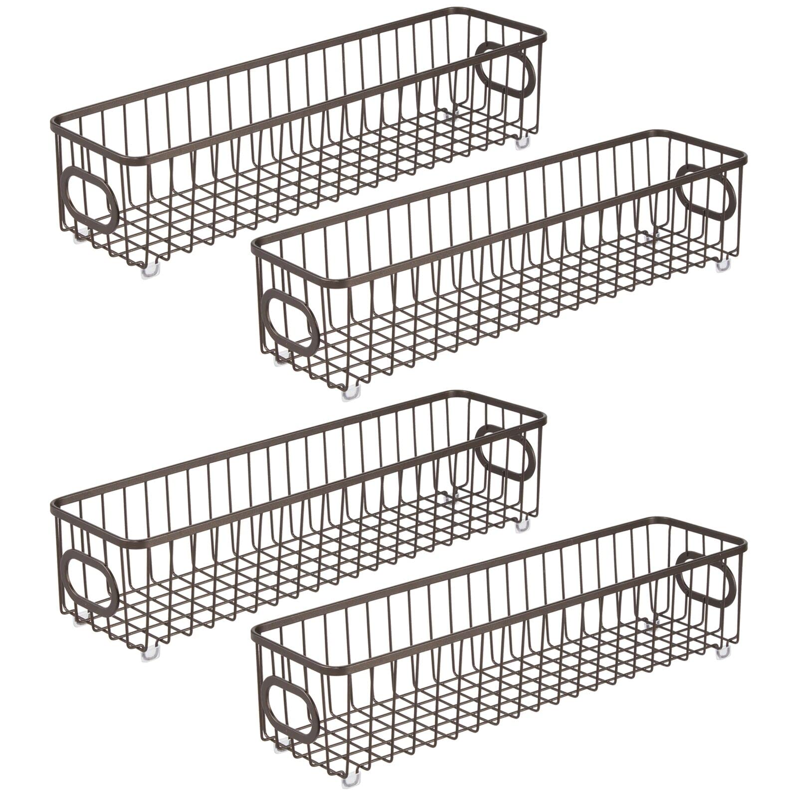 mDesign 4er-Set Küchenkorb aus Metall – flexibler Aufbewahrungskorb für die Küche, Vorratskammer etc. – kompakter und universeller Drahtkorb mit Griffen – bronzefarben