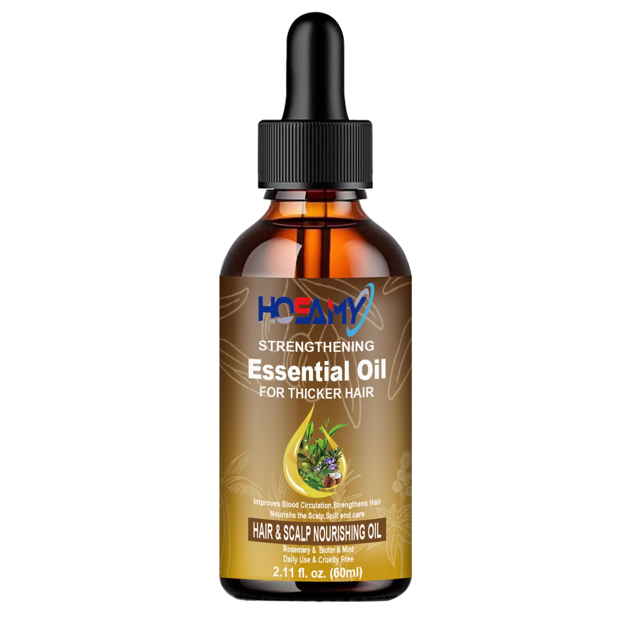 Hair Oil for Normal to Medium Hair - Weightless Scalp & Hair Serum with Rosemary, Biotin & 25+ Botanicals - Smooths Frizz, Soothes Scalp, Adds Shine for Thinning Hair - For Women & Men, 60ml