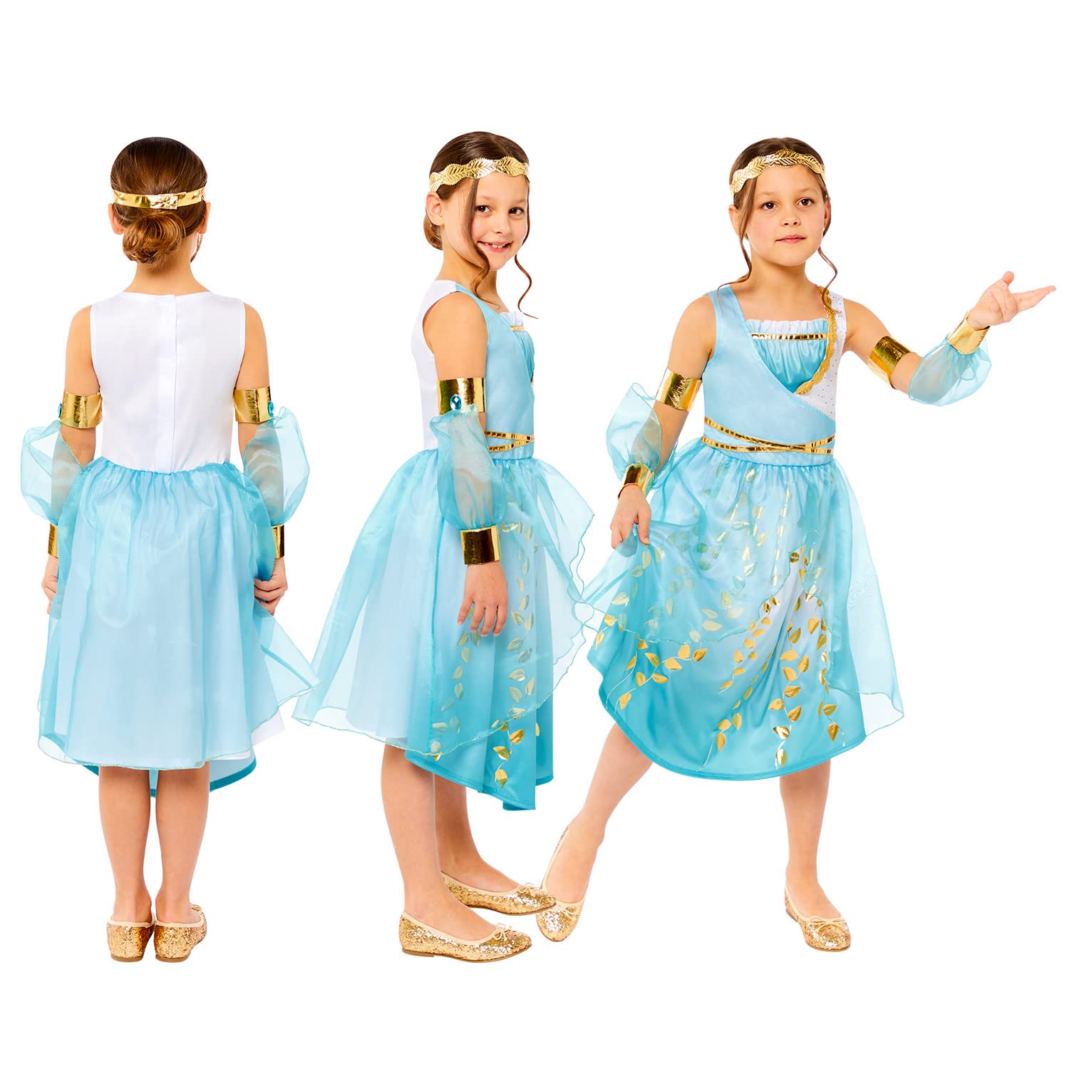 amscan 9916089 Mädchen Curriculum Venus Göttin Deluxe Historisches Kostüm, Blau, 6-8 Jahre