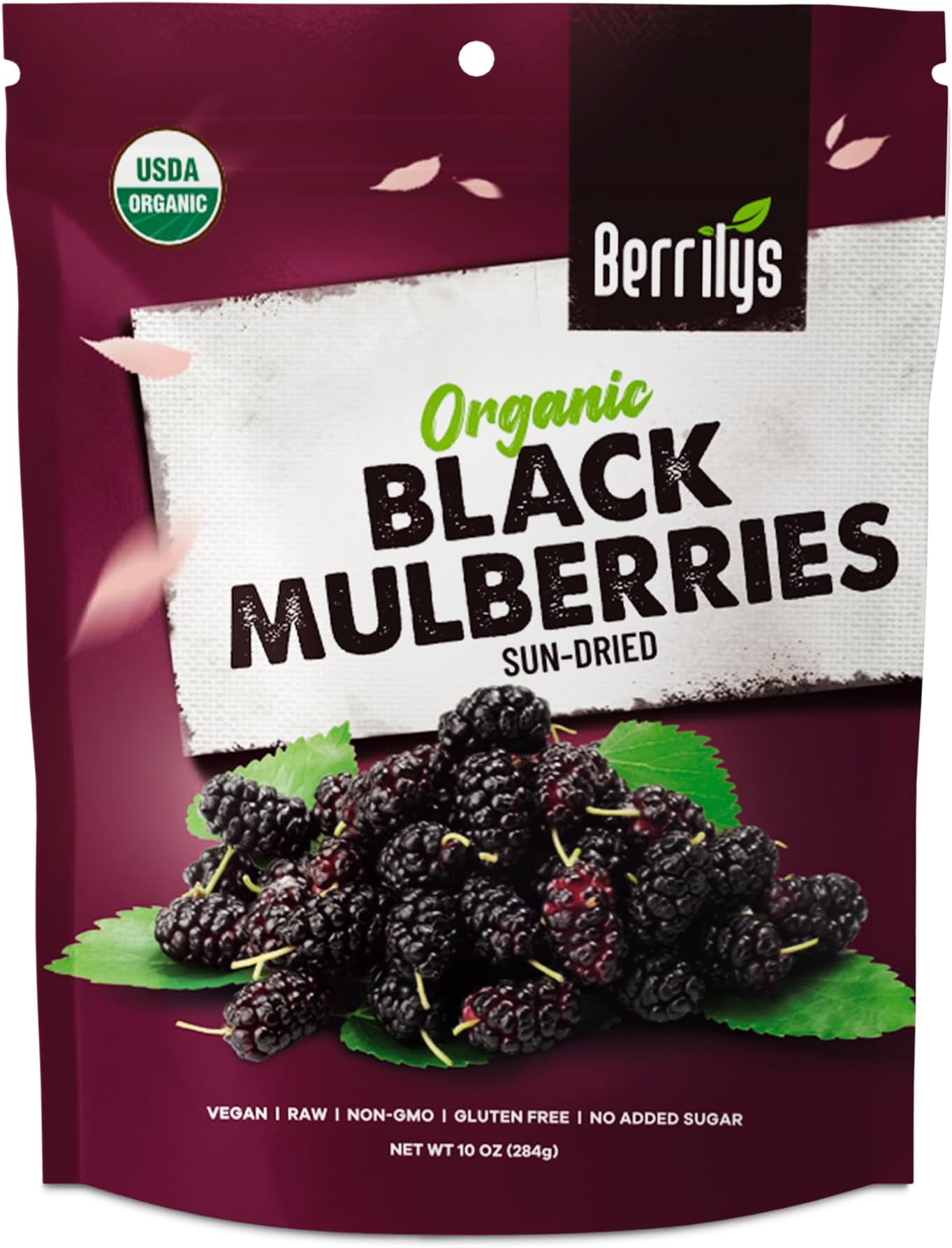 Berrilys Sun-Dried Black Mulberries 280 gr - Gluten-Free, No Preservatives or Additives, Dried Fruit, Ideal Alternative to Raisins, Goji Berries, Dried Figs, Cherries & Dates