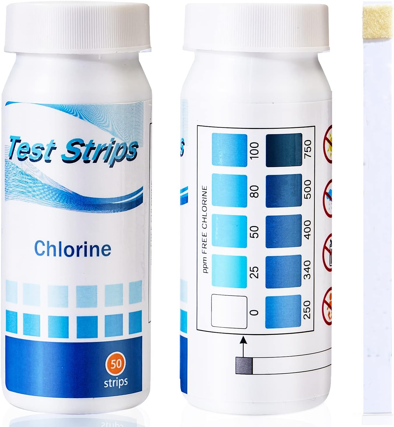 Chlorine Test Strips 0-750 ppm-50 Strips 2Pack