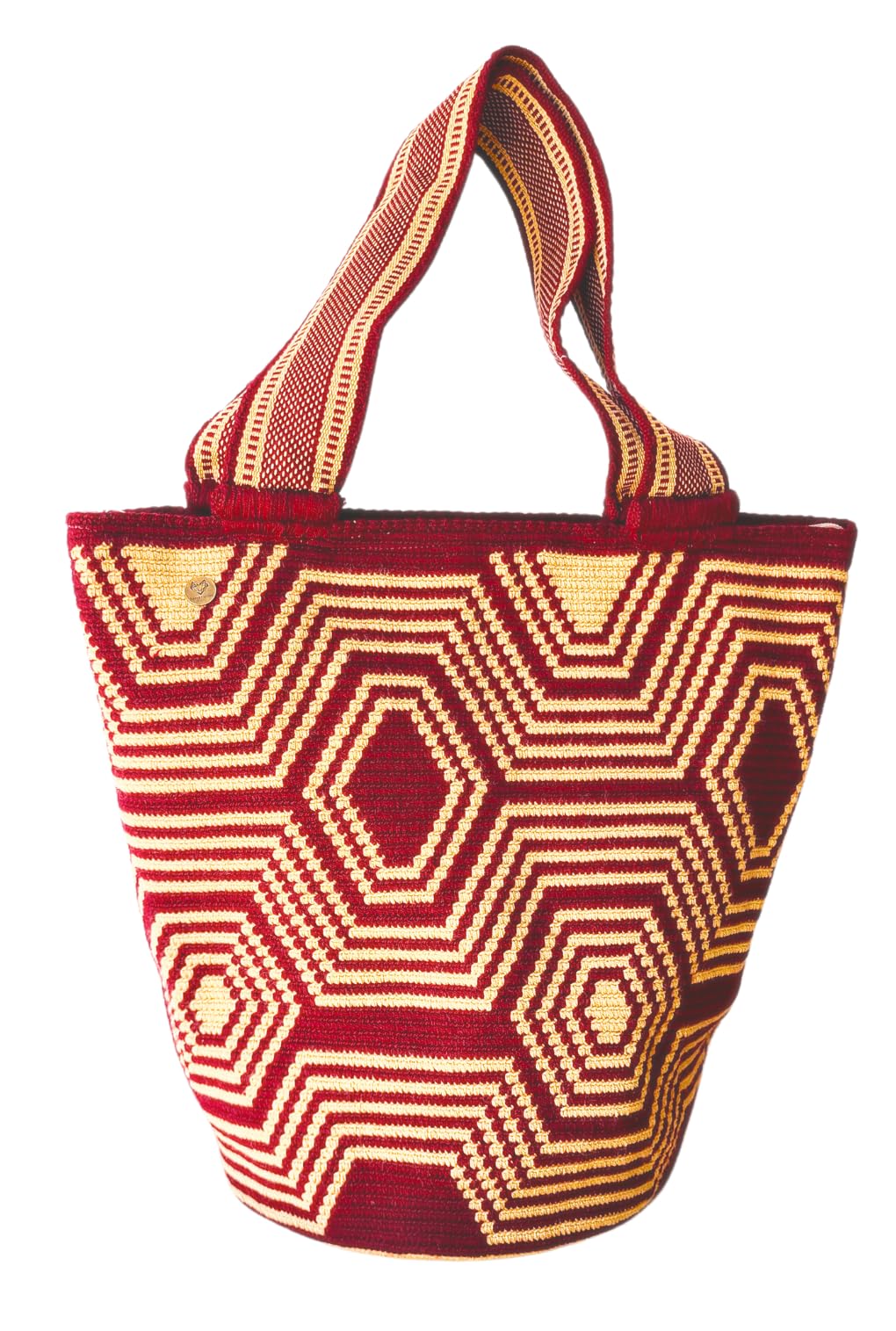 TERRA FUSION Bolso Wayuu hecho a mano | Bolso liso | Bolso ético | Burdeos Beige, granate, L