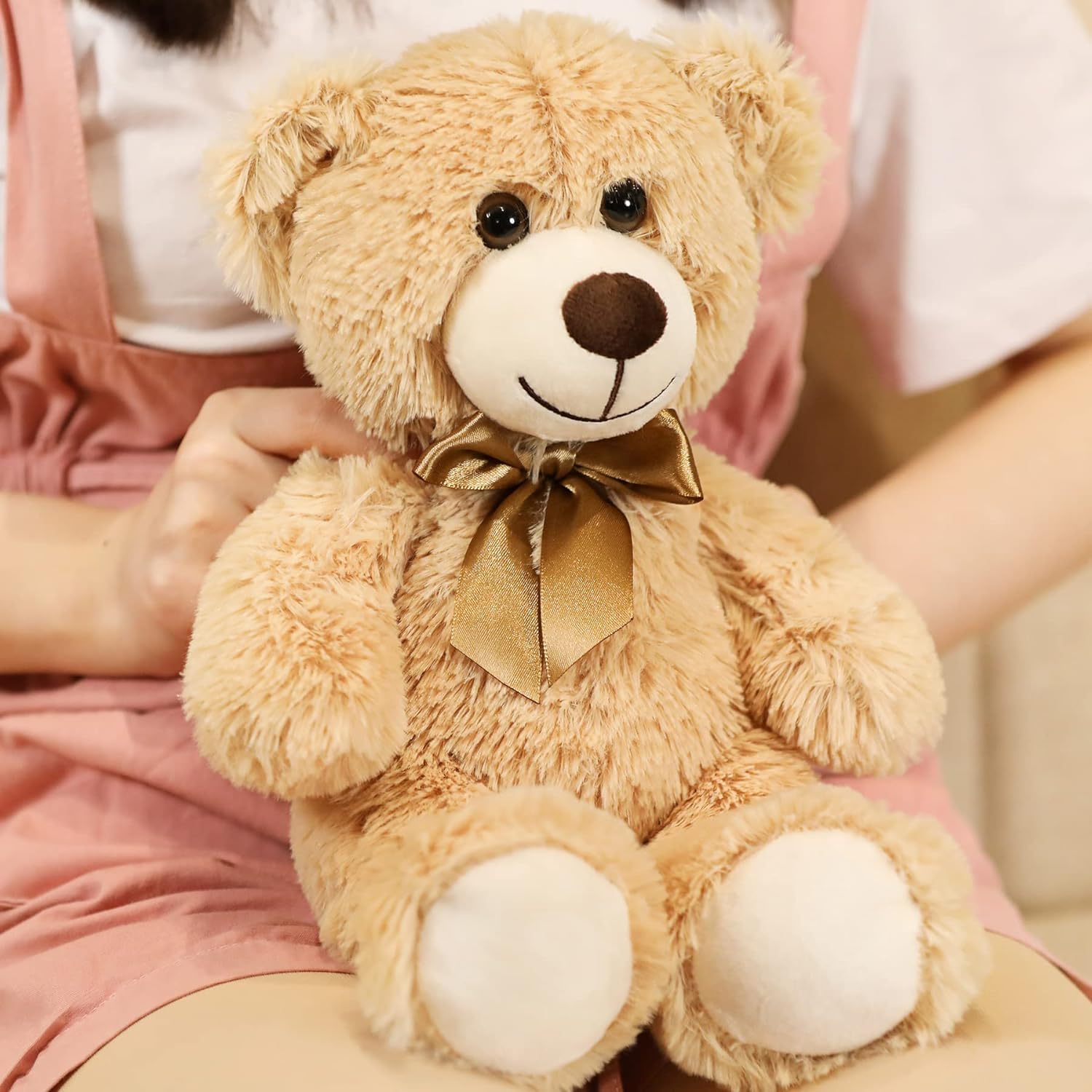 Teddy Bear Stuffed Animals, 13 Inches Teddy Bear Plush Toy Birthday Christmas Valentine’s Day Gift for Kids Girlfriend (Light Brown)