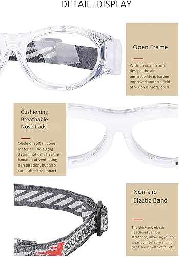 Miniatura 5 de SooGree Gafas deportivas para niños, gafas de baloncesto y fútbol, gafas de seguridad para niños, antichoque, marco de colisión, 7-14