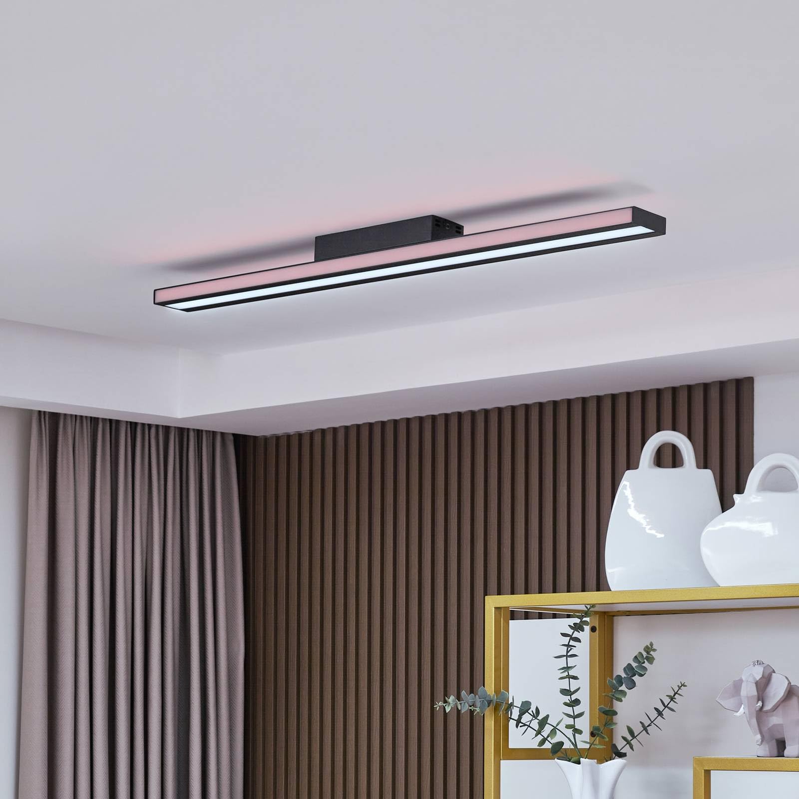 Lucande LED Smart Home Deckenlampe dimmbar mit Leselampe (Modern) in Schwarz aus Metall (1 flammig,) - Deckenleuchte Lampe Wohnzimmerleuchte