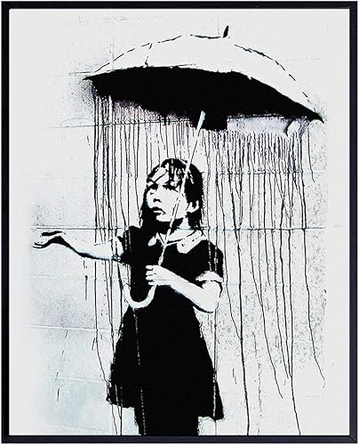 Banksy Umbrella Girl Graffiti - Cuadro decorativo de pared de 8 x 10 pulgadas, póster de decoración de arte moderno para el hogar, apartamento,