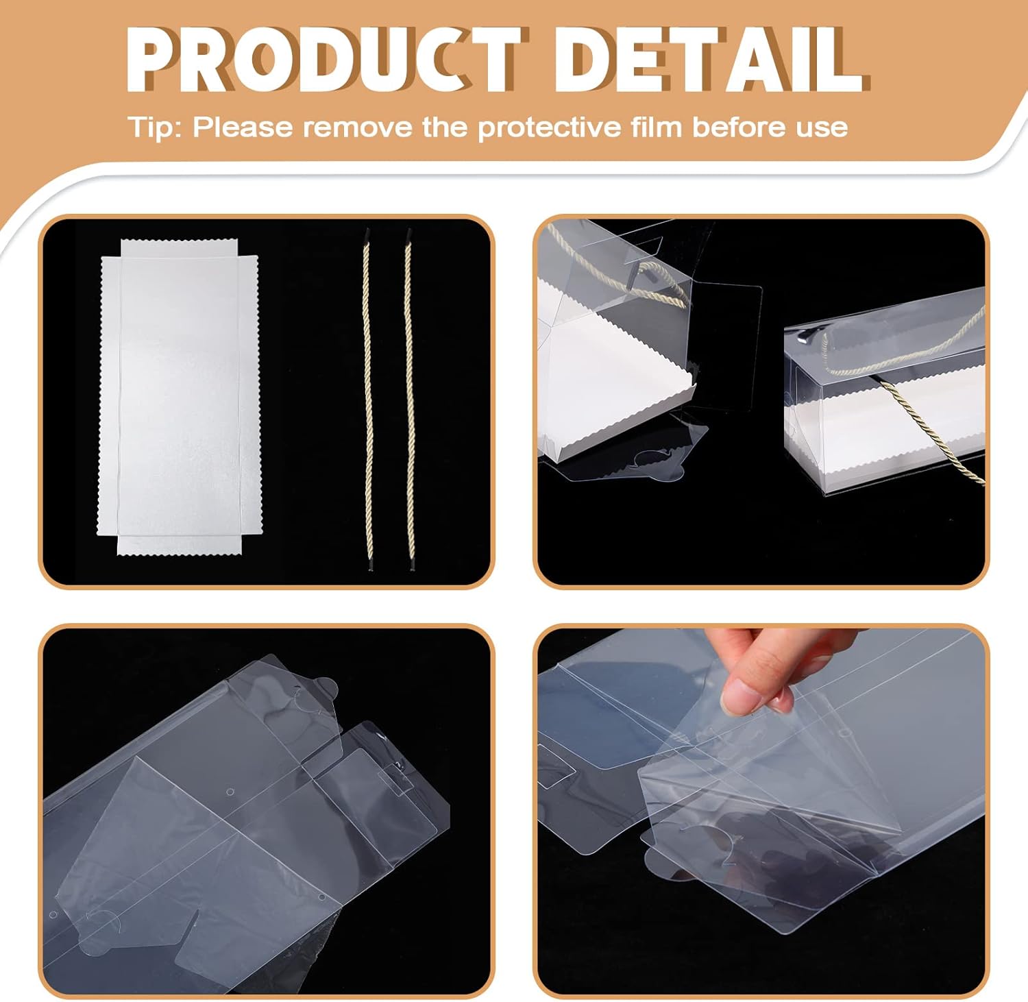 30 Pcs Clear Cupcake Boxes Bakery Cake Boxes with Handle and Paperboard Plastic Rectangular Cupcake Containers Portable Clear Gable Boxes Dessert Cookies Gift Boxes for Party Favor 10.8 x 4.3 x 3.7''