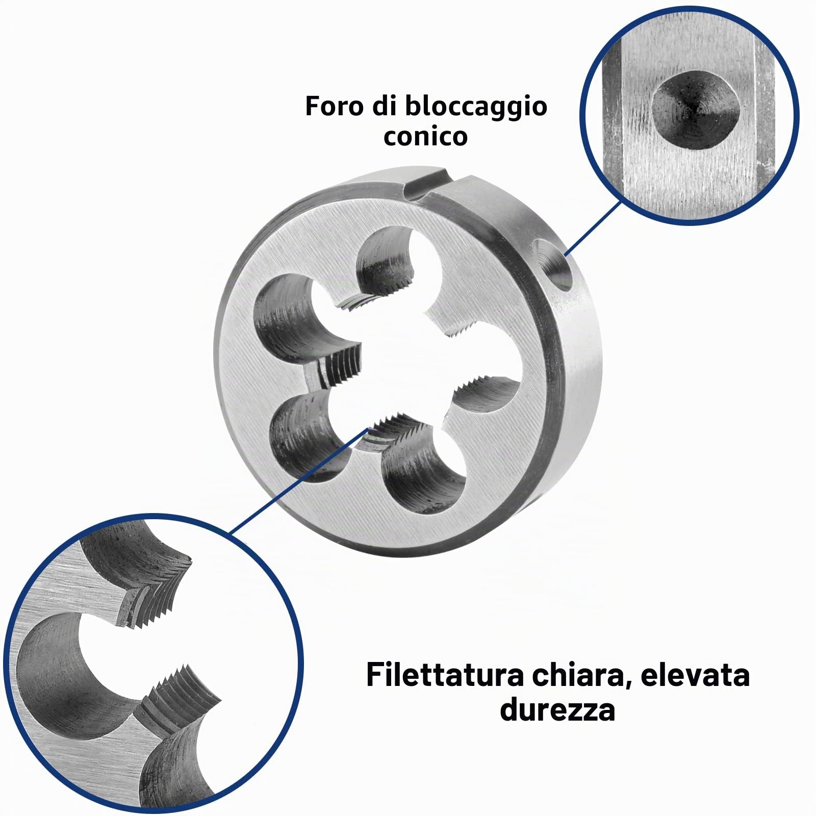 Burkit M24 X 1.5 Tap and Die Set Destra | Set di maschi filettati M24 x 1,5 e stampi rotondi, utilizzati per creare e riparare fili su materiali come il metallo