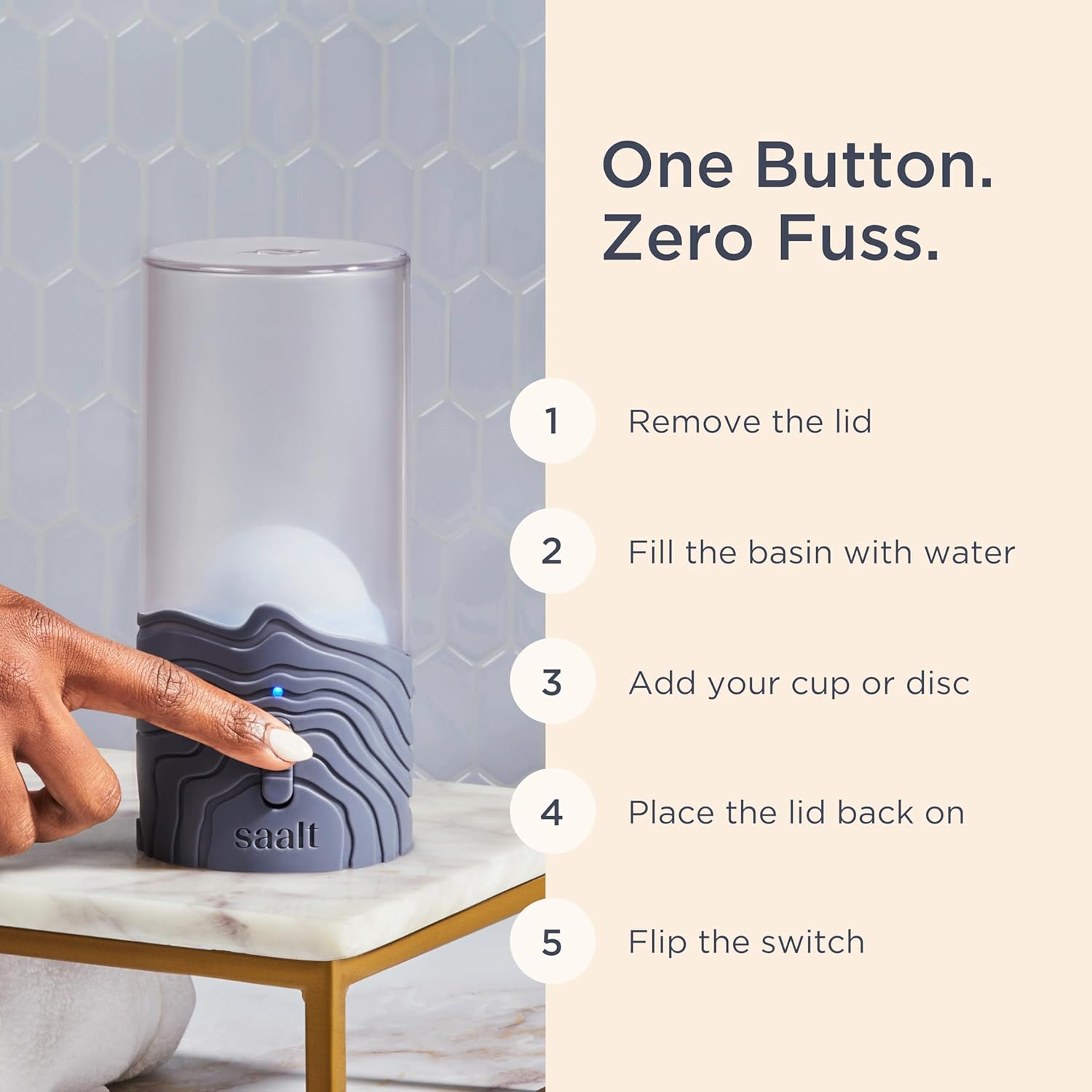 Saalt Menstrual Cup Steamer - Period Cup & Disc Sanitizer - Hands-Free Steam Sanitizer- No-Boil Design with Removable Power Cord - Compact & Portable - Blue Dusk - Image 3