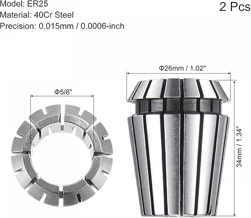 Miniatura 2 de uxcell ER25 - Portabrocas de resorte de 58 pulgadas para máquina de grabado CNC, herramienta de fresado, 2 unidades