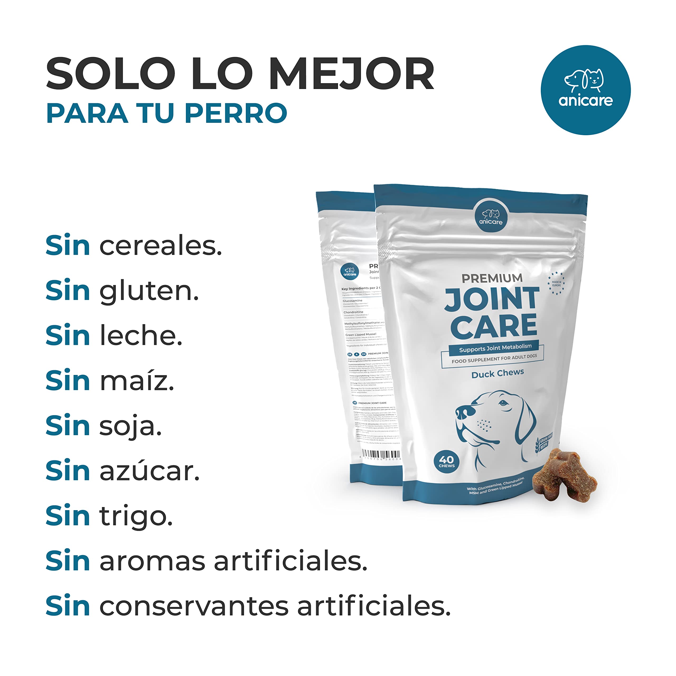 Anicare Premium Joint Care: Masticables para Las articulaciones - con glucosamina, condroitina, MSM y mejillón de Nueva Zelanda