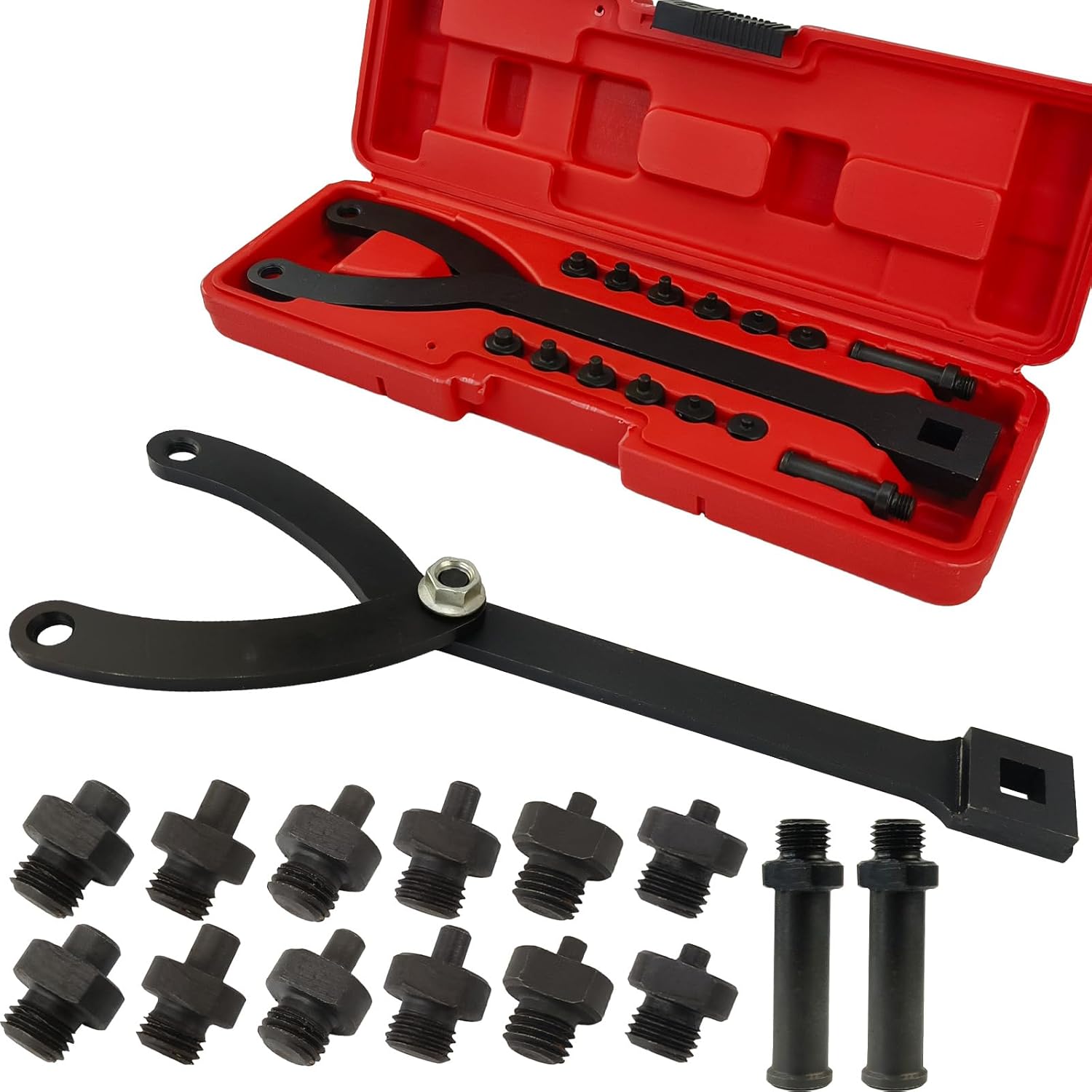 15 Pack Adjustable Cylinder Spanner Wrench Set with Pins 1/2" Drive Cylinder Spanner Wrench with Pins, Fits 1-1/4" to 5" Diameter