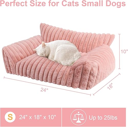 Miniatura 5 de Lindo sofá cama para gatos de interior, sofá esponjoso para gatos con forro polar de pana suave de alta calidad, lindas camas para perros pequeños