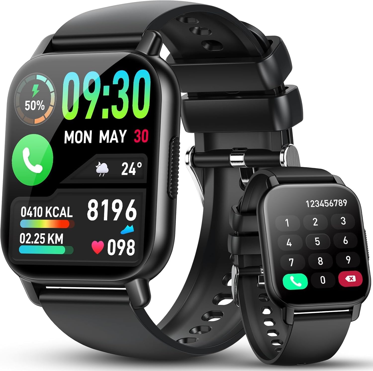 Montre Connectée Femme - Écran AMOLED Always-On, Appels, GPS, Suivi Santé, étanche, Bracelet Silicone Rose
