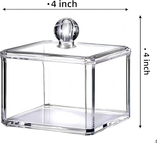 Miniatura 6 de Soporte cuadrado apilable de bolas de algodón acrílico soporte Q-tip dispensador de hisopos de baño (paquete individual) Transparente,paquete de