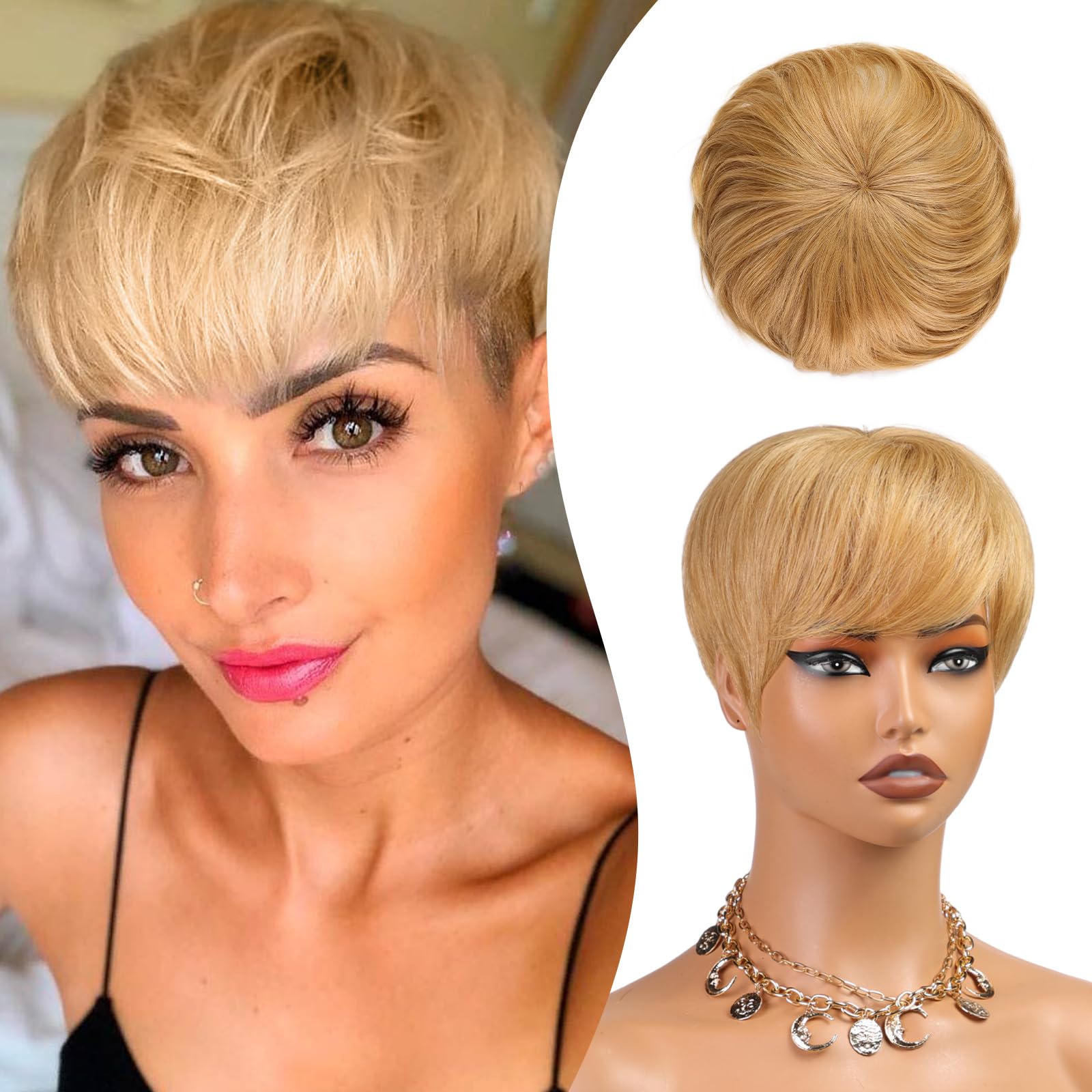 Getshow Women's Toppers - 100% Remy Human Hair Pieces for Thinning, Hair Loss, Cover Gray - Blonde