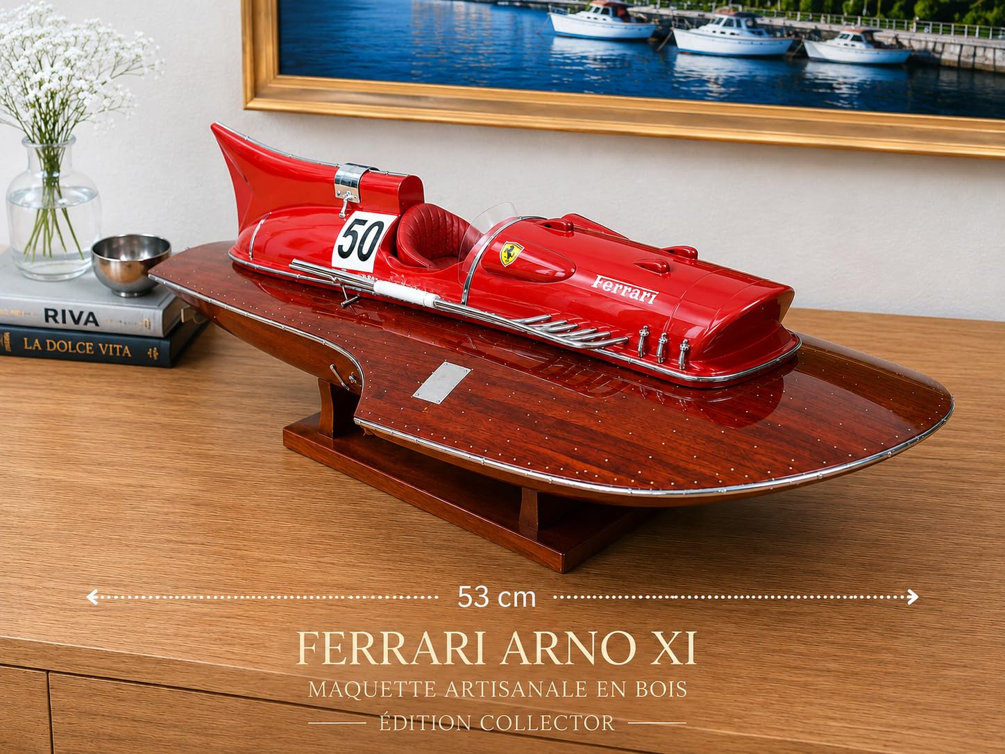 Genérico maqueta barco madera Riva Hydroplane Arno IX modelismo 55 cm