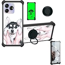 OSNCG Case Compatible for ZTE Axon 50 Lite 8050 Phone Case Cover [with Tempered Glass Screen Protector][Hard PC + Soft Silicone][Ring Support] [Luminous Effect] YGH-HSQ
