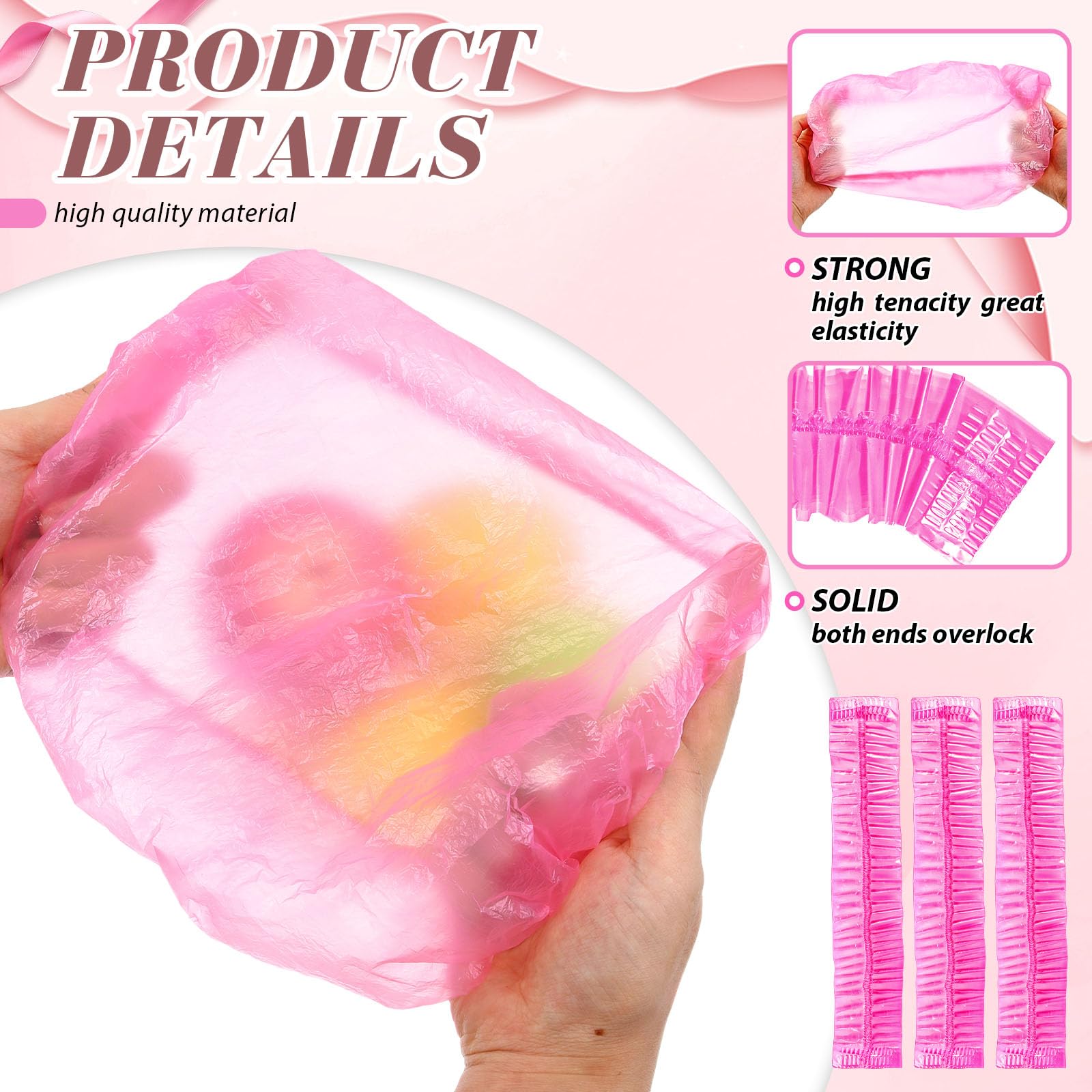 Leyndo 1000 gorros de ducha desechables de plástico impermeables a granel, gorros elásticos para procesamiento de cabello, gorros de baño gruesos e impermeables para mujeres y niñas, fiestas de spa,