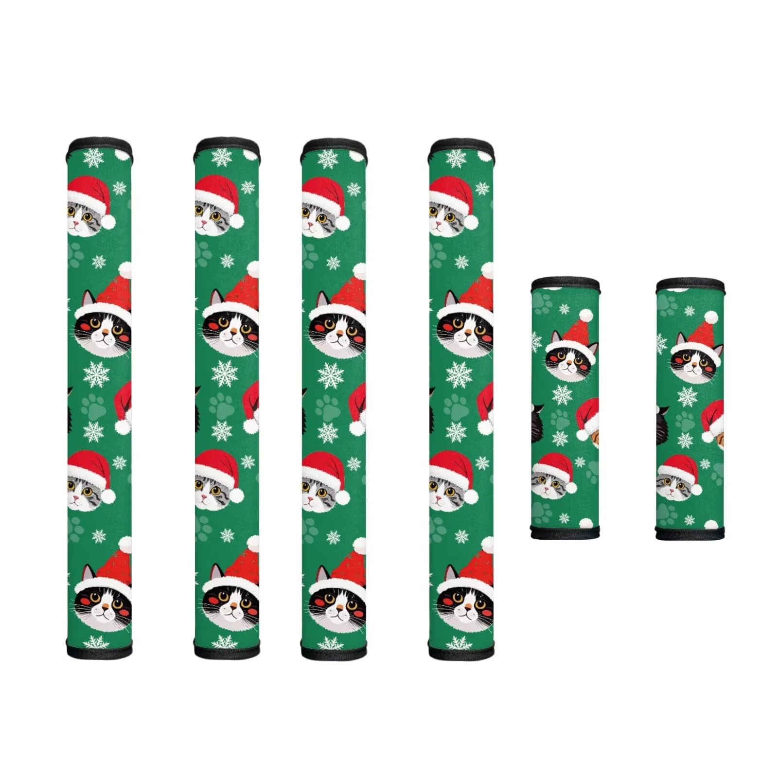 6 Pcs Refrigerator Microwave Door Handle Covers for Christmas Holiday Electrical Appliances Handle Protector Keep Clean and Protected from Oil Stains, Christmas Hat Cat Snowflake Green
