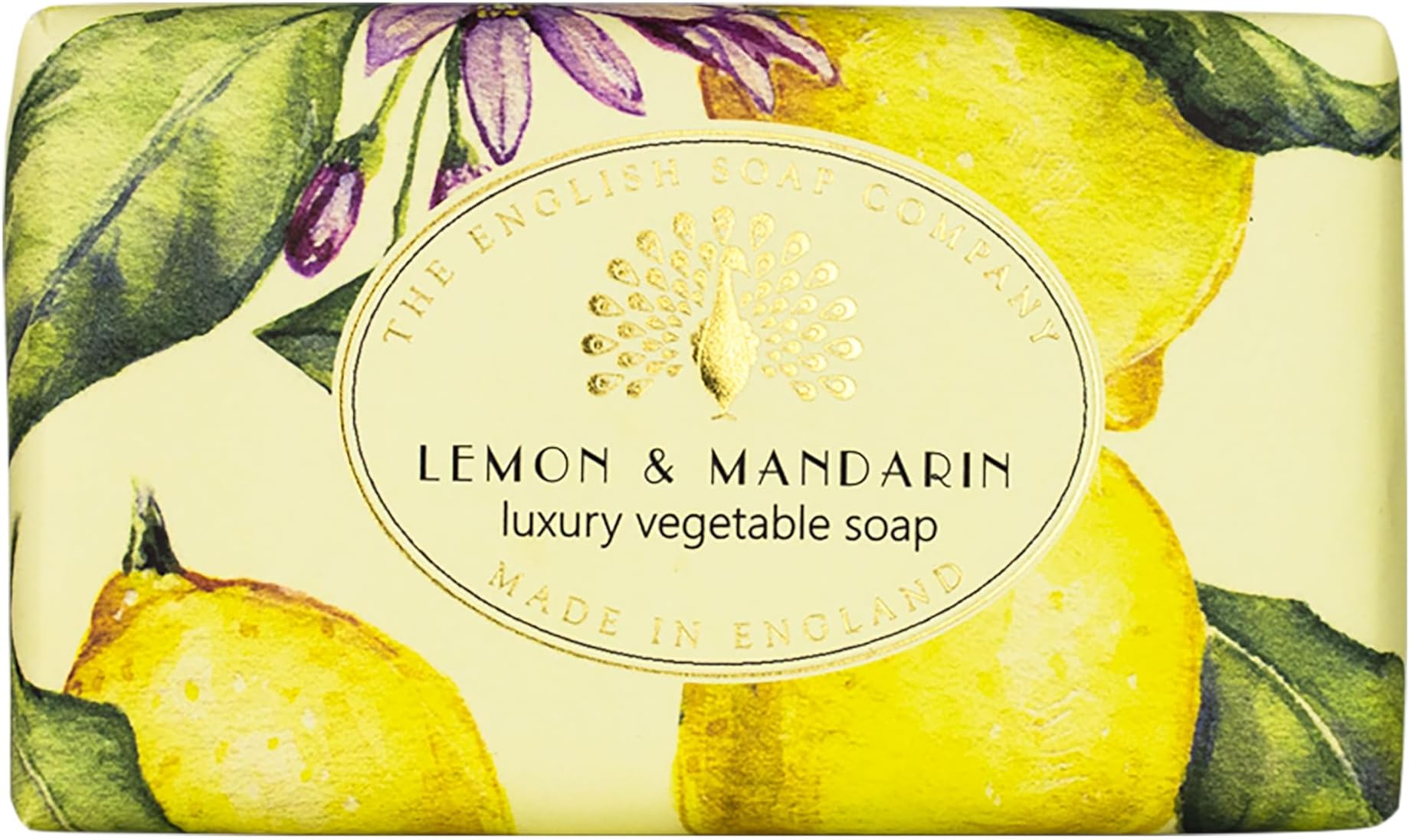 The English Soap CompanyVintage Wrapped Soap Bar, Moisturising Shea Butter Soap Bar for Face and Body, Lemon Mandarin Scent 190g[Amazon-developed Certification] Compact by Design