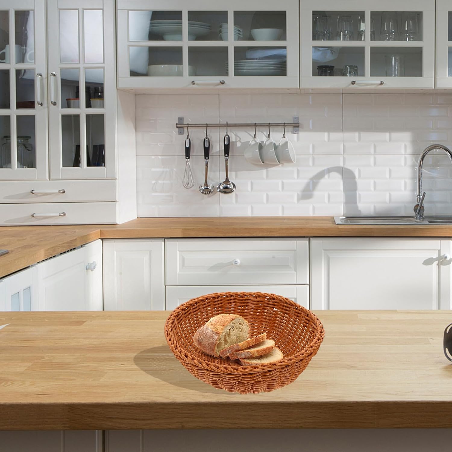 Decorative Woven Bread Basket for Serving Plastic Countertop