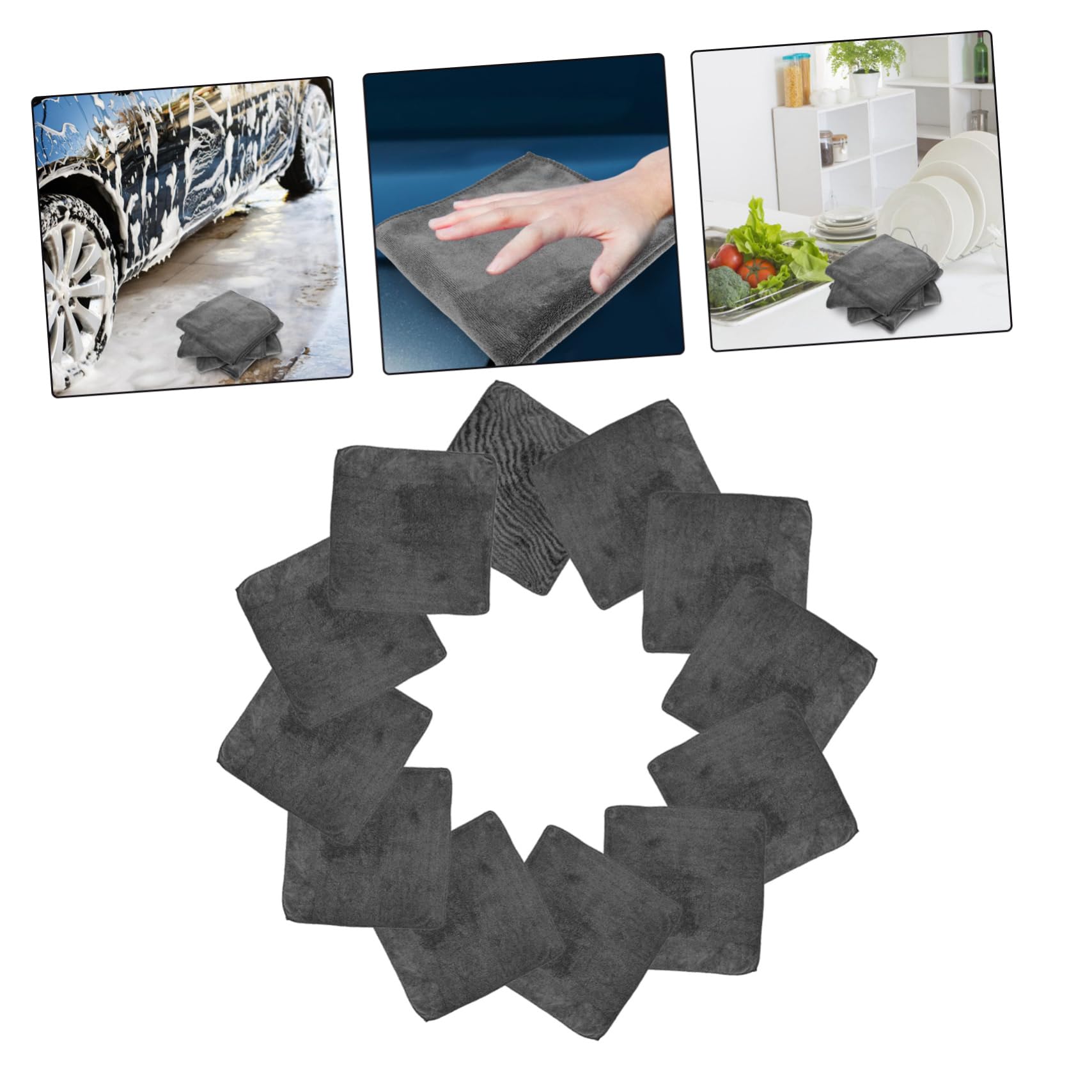 Alipis Paños de Microfibra Absorbentes y Fácil Lavado para Limpieza 12 Piezas Diseño Multiusos Reutilizables Material Engrosado para Coche y Hogar