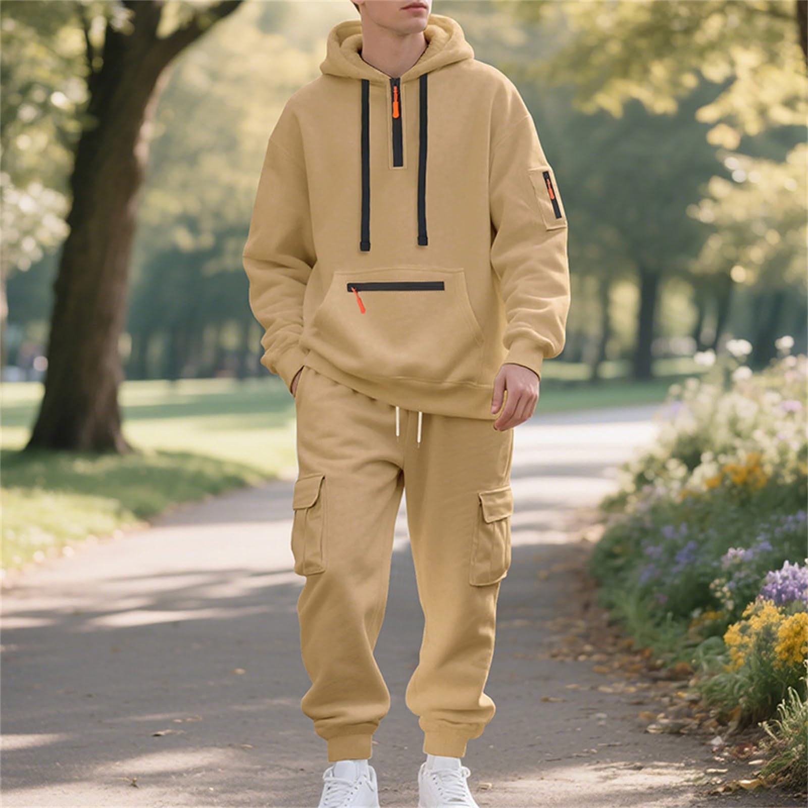 Tuta da uomo Insieme Inverno, Set da uomo chic e casual, tuta da corsa in palestra fitness, abbigliamento urbano moderno, abbigliamento autunno inverno caldo, abbigliamento felpa con cappuccio