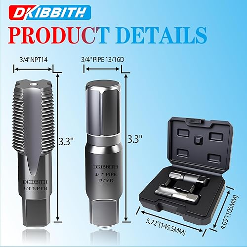 Miniatura 2 de DKIBBITH Juego de extractor de tubos de 2 piezas y grifo NPT de 34 pulgadas, herramientas de acero al carbono resistentes para quitar tubos roscados