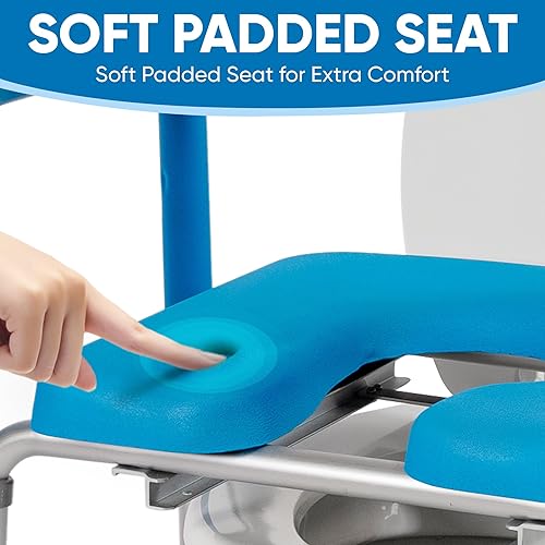 Vista 5 de Platinum Health Original Ultimate - Asiento de inodoro acolchado elevado con asas, elevador para personas mayores con altura y ancho ajustados, 330