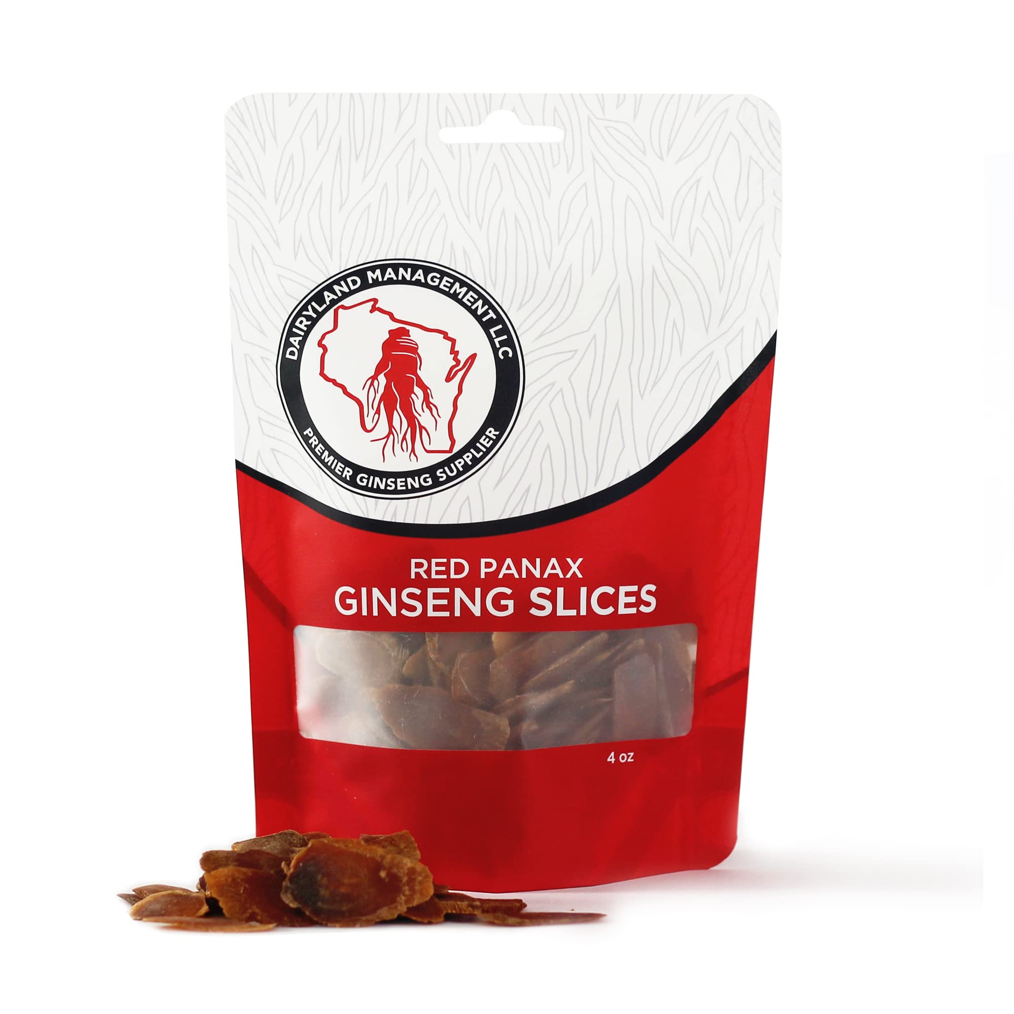 Dairyland Management LLC Red Panax Ginseng Slices - 4 oz Pack Korean Panax Ginseng Slices - Non-GMO, Gluten Free Red Ginseng Root Slices - Use This Herbal Supplement in Soup, Tea, Congee