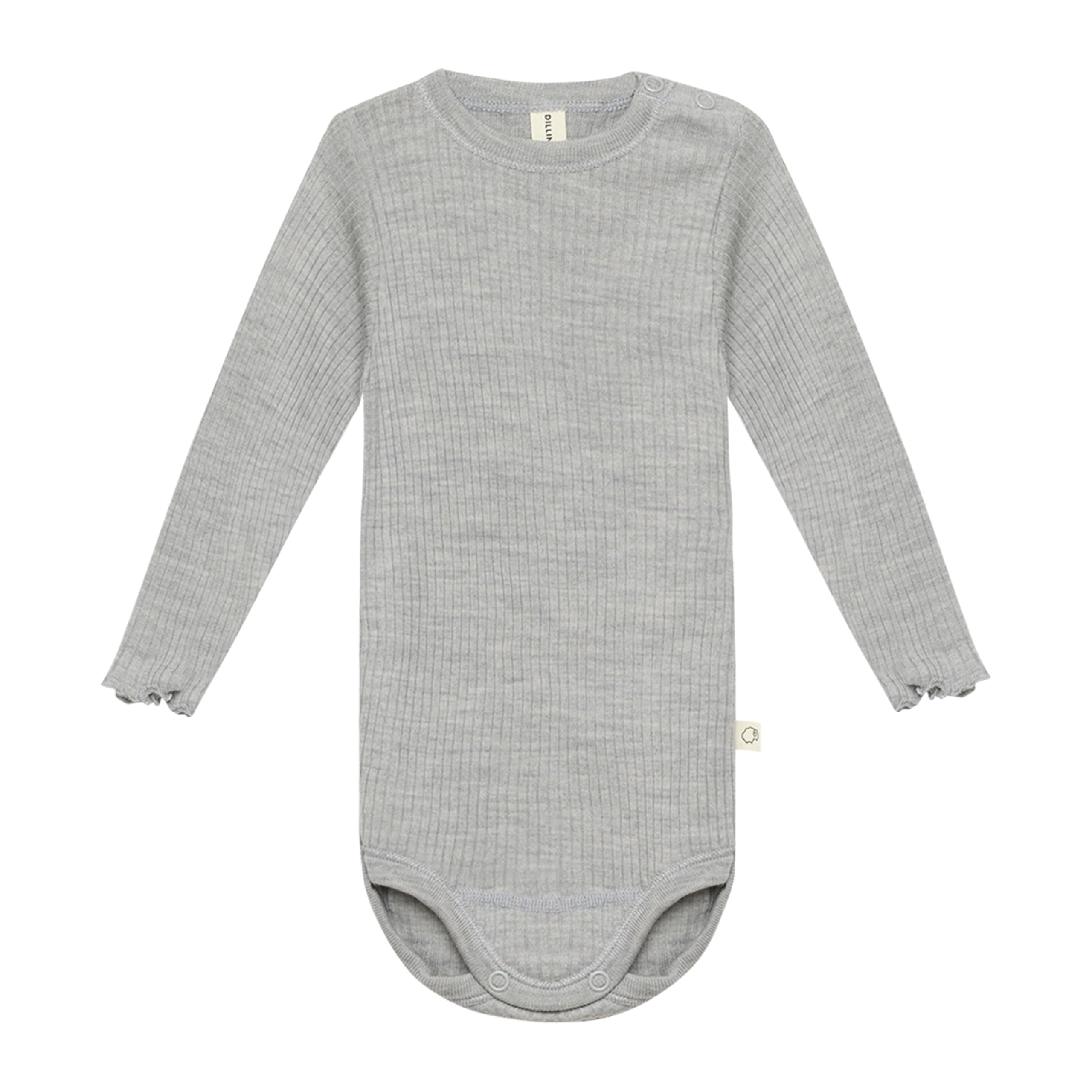 DILLING Baby Merino Wool Long Sleeve Bodysuit Light Grey 56