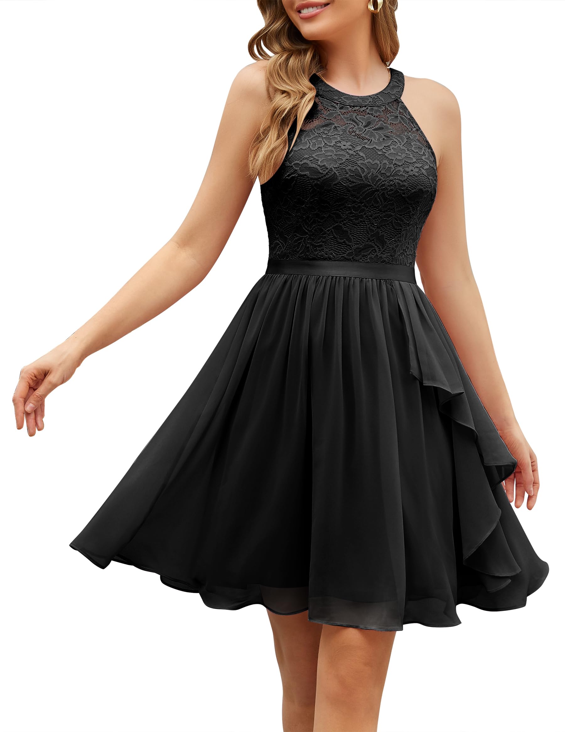 Wedtrend Vestido de cóctel elegante para boda, vestido de noche, largo hasta la rodilla, gasa