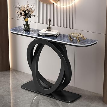 Console Tables,Contemporary Accent Table,Entryway Table with Storage Behind Couch Sofa Table for Living Room, Hallway, FoyerBlue+Black,100cm/39.4in