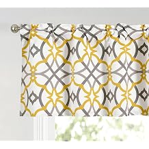 Spiral Geo Trellis Pattern Window Curtain Valance for Kitchen/Bathroom Rod Pocket 52 Inch by 18 Inch,Yellow/Gray