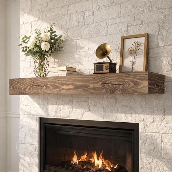 Distressed Fireplace Mantel – Wall-Mounted Mantel for Over Fireplace –