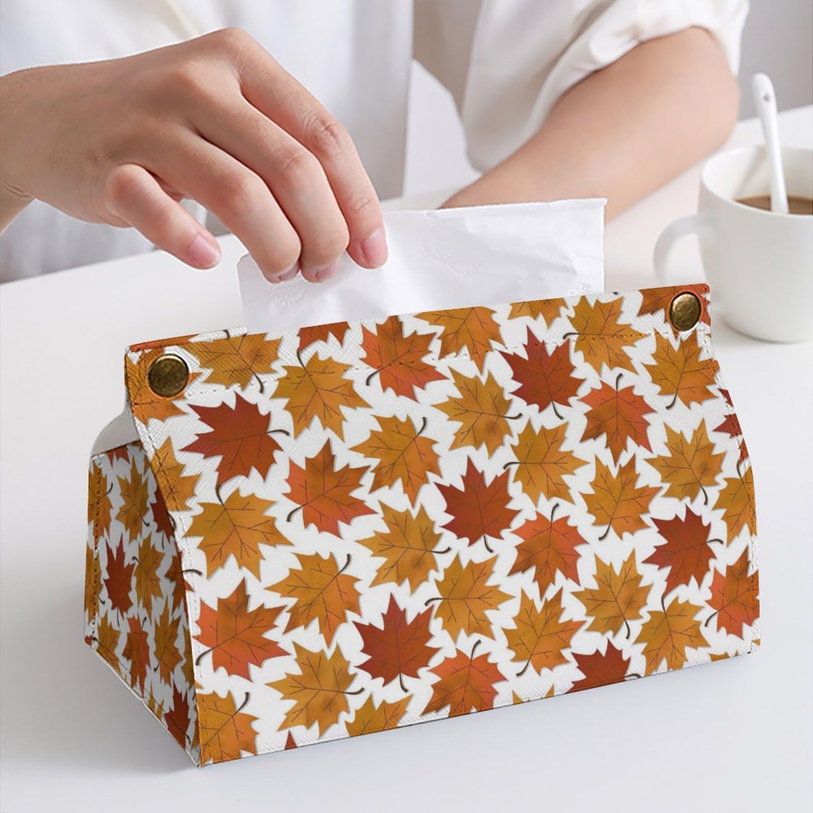 Amazon｜ティッシュカバー ティッシュケース 紅葉 秋 落ち葉 PUレザー 