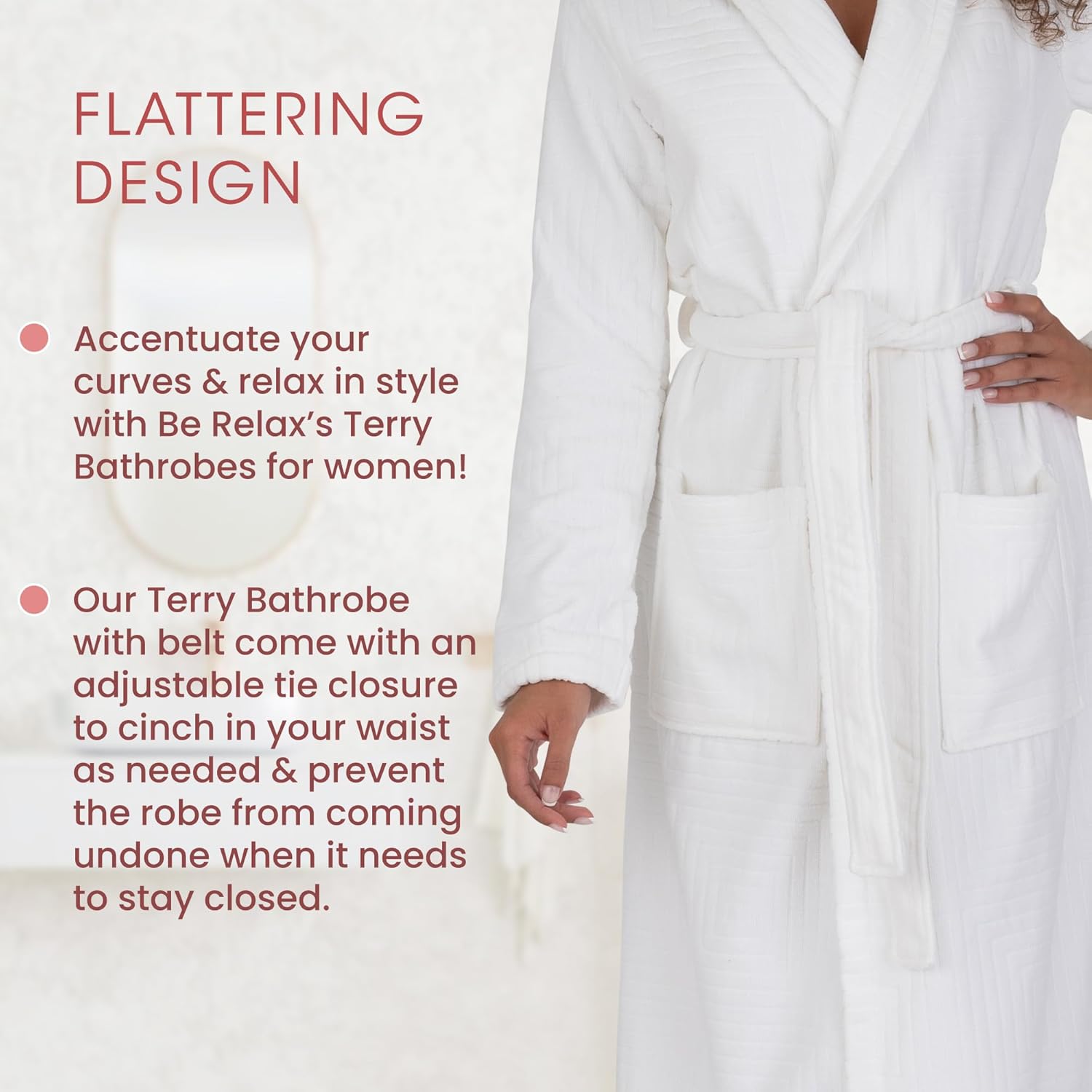 Be Relax Bathrobe for Women - Full Length Terry Cotton Robe with Shawl Collar and Hood, Warm and Cozy Robe with Belt & Pocket - Image 4