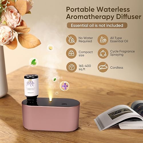 Miniatura 2 de Difusor sin agua para aceite esencial, nebulizador de aroma, mini máquina de aire de aroma, 3 niveles de niebla para el hogar, habitación, oficina,