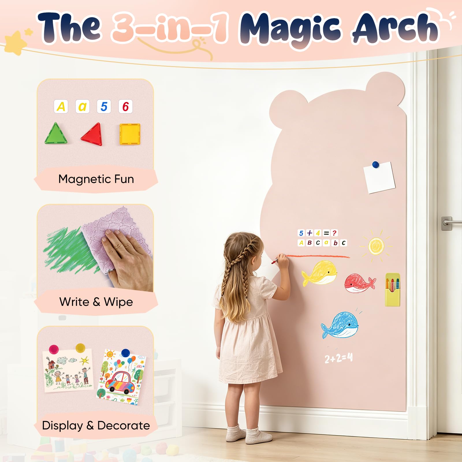 Magnetischer Wandaufkleber für Kinder, 115 x 55 cm Magnetischer Kreidetafel-Aufkleber, Magnetische Kreidetafel für die Wand, Abziehen und Aufkleben, Selbstklebende Tafel für Zuhause Klassenzimmer